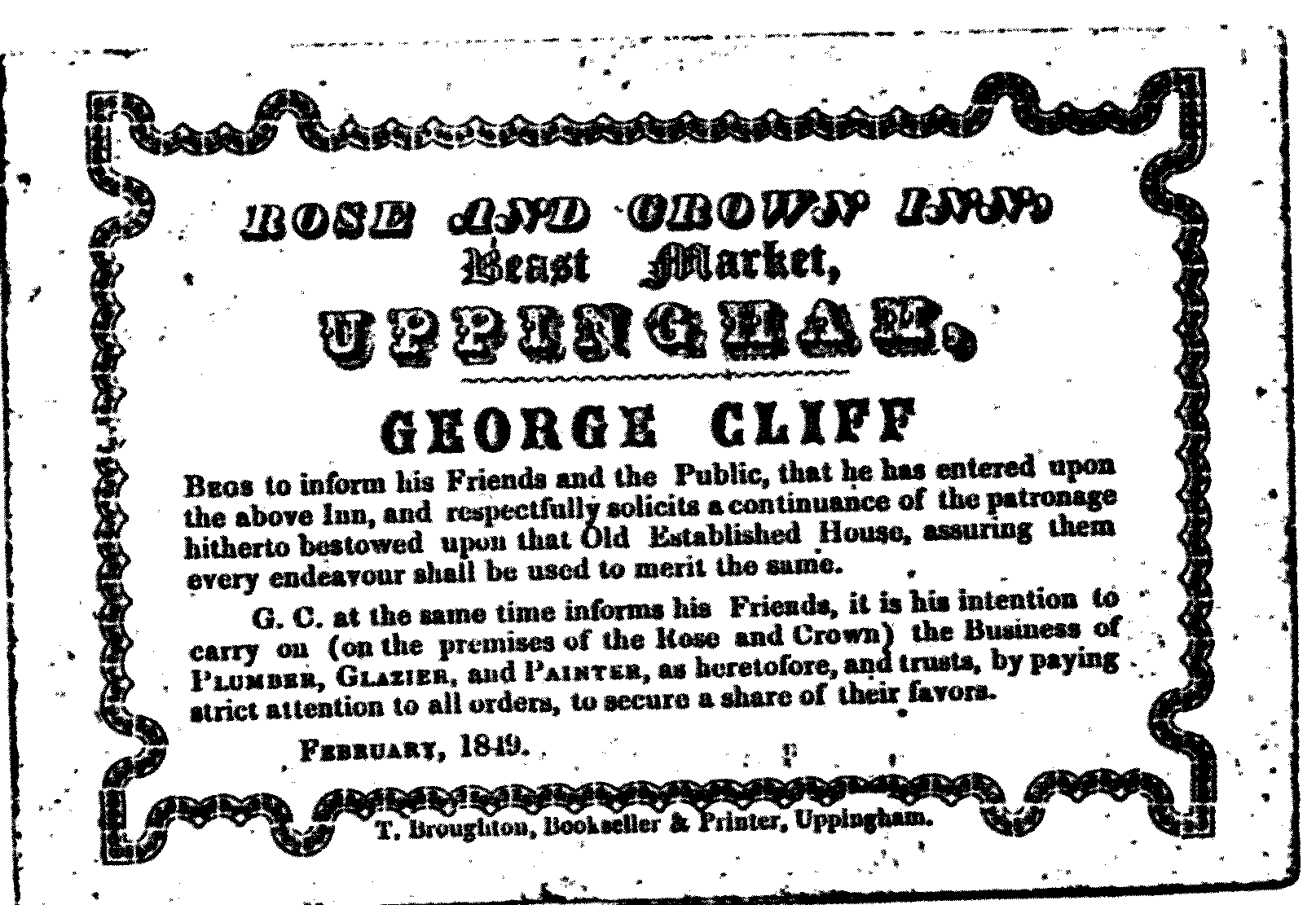 The advertisement dates from 1851.